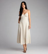 Chic Twist Tie-Back Striped Midi Dress