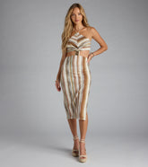 Meet Your Match Striped Lace-Up Midi Dress