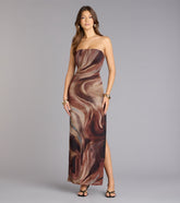 Painted Muse Tube Slit Maxi Dress