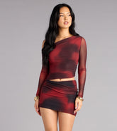 Midnight Ember Mesh Mini Dress