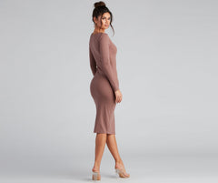 Cute As A Button V-Neck Midi Dress