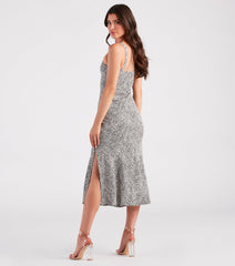 Spot Me In Leopard Slit Midi Dress