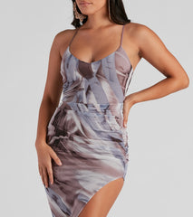 Marble Muse Mesh V-Neck Midi Dress