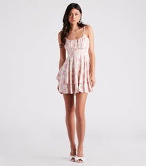 Sweet And Cute Floral Ruffle Short Dress
