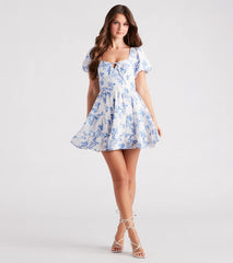 Vineyard Gal Floral Linen Skater Dress