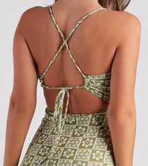 Flower Power Lace-Up Mini Dress