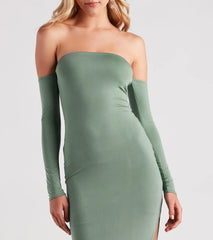 Sippin' On Sultry Off The Shoulder Maxi Dress