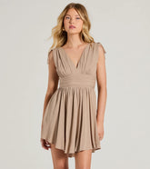 Crush On You Sleeveless V-Neck Skater Dress