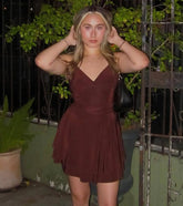 Sassy Style Ruched Knit Halter Skater Dress