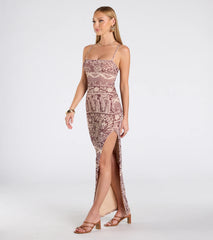 Sun Coast Dream Paisley Bodycon Slit Maxi Dress