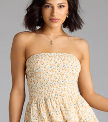 Sassy Sweet Floral Chiffon Ruffled Skater Dress