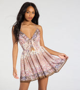 Spring Fling V-Neck Paisley Skater Dress