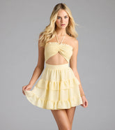 Blissful Cutie Halter Cutout Skater Dress