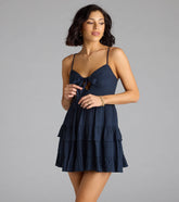 So Effortless Tie-Front Ruffled Skater Dress
