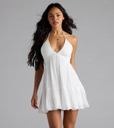 Sweet Talker Strappy Back Halter Skater Mini Dress