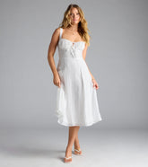 Spring Fling Corset Tie A-Line Midi Dress