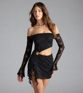 Next Level Stunner Off-The-Shoulder Lace Mini Dress