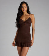 Let's Have Some Fun Lace Bodycon Ruffle Mini Dress