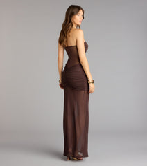 Midnight Mirage Mesh Strapless Maxi Dress