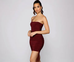 Heart Of Glam Ruched Knit Mini Dress