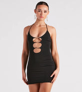 Next Level Chain Trim Halter Mini Dress