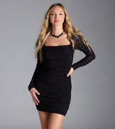Irresistible Shine Rhinestone Mesh Mini Dress