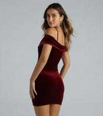 Luxe Allure Velvet Cold Shoulder Mini Dress