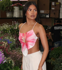 Get Your Flirt On Floral Open Back Crop Top