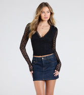 Tempting Allure Long Sleeve Lace Crop Top
