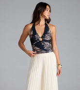 Vacay Beauty Tropical Print Halter Top
