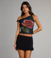 Sweet Like Roses Twist Strap Mesh Tank Top