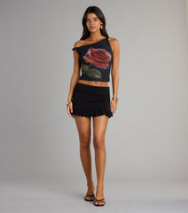 Sweet Like Roses Twist Strap Mesh Tank Top