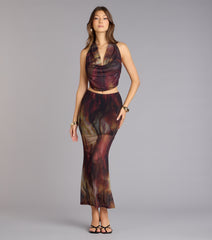Night Out Muse Abstract Print Halter Top