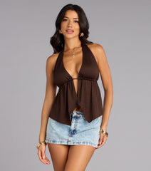 Dazzle Factor Rhinestone Halter Crop Top