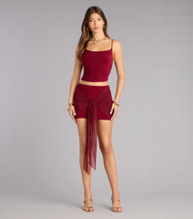 Silky Move Cowl Neck Crop Top