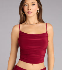 Silky Move Cowl Neck Crop Top