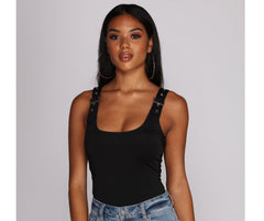 Buckle Down Sleeveless Bodysuit