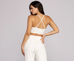 X Marks Ribbed Crop Top