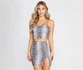 Sequin Snake Print Crop Top