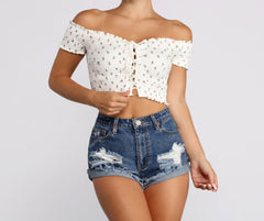 Flower Girl Lace Up Crop Top