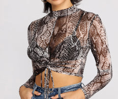 Major Vixen Snake Print Crop Top