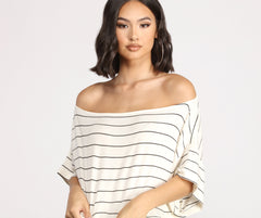 Sweet Stripes Dolman Sleeve Crop Top