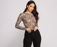Two Tone Floral Lace Bodysuit