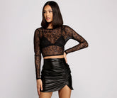 Get Spotted Glitter Mesh Crop Top