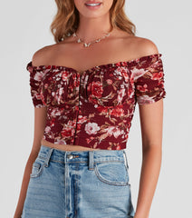 Fall Florals Mesh Crop Bustier