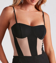 Chic Illusion Contrast Mesh Bodysuit