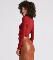 Sweet Day Turtleneck Knit Crop Top