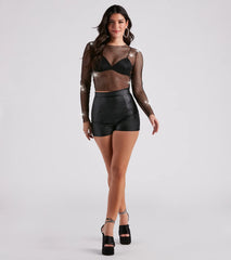 Edgy Glam Girl Rhinestone Fishnet Top