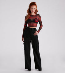 A Kiss On The Lips Mesh Crop Top