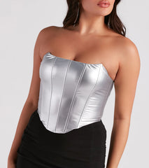 Girl On The Town Faux Leather Corset Top